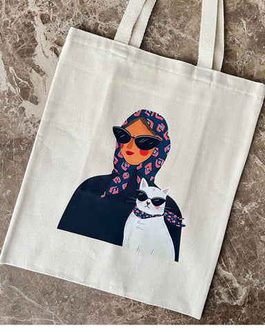 Tote bag Señora y su gato