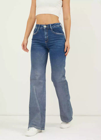 Jean Mom Fit Metalizado Escarchado